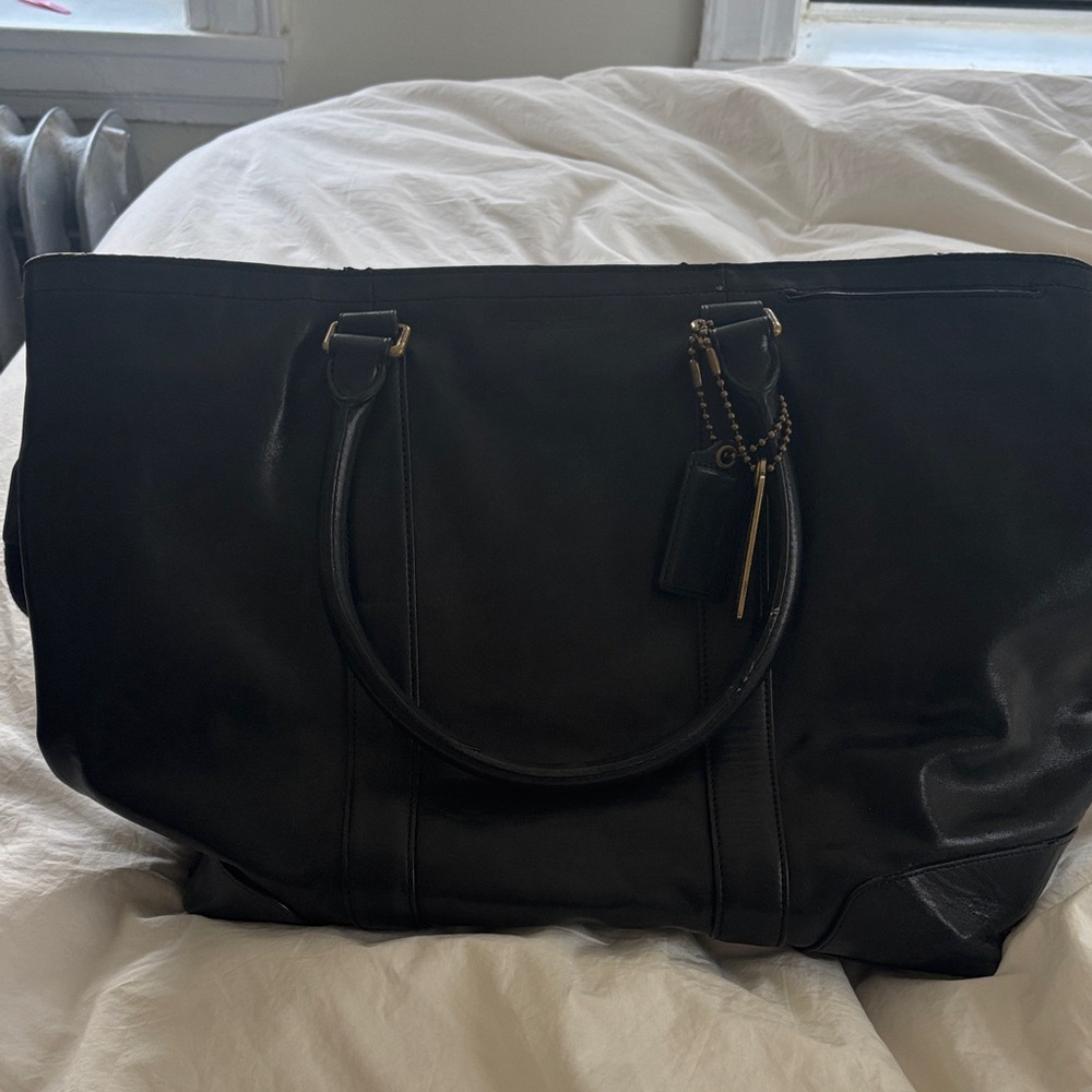 Coach Black Leather Tote Bag